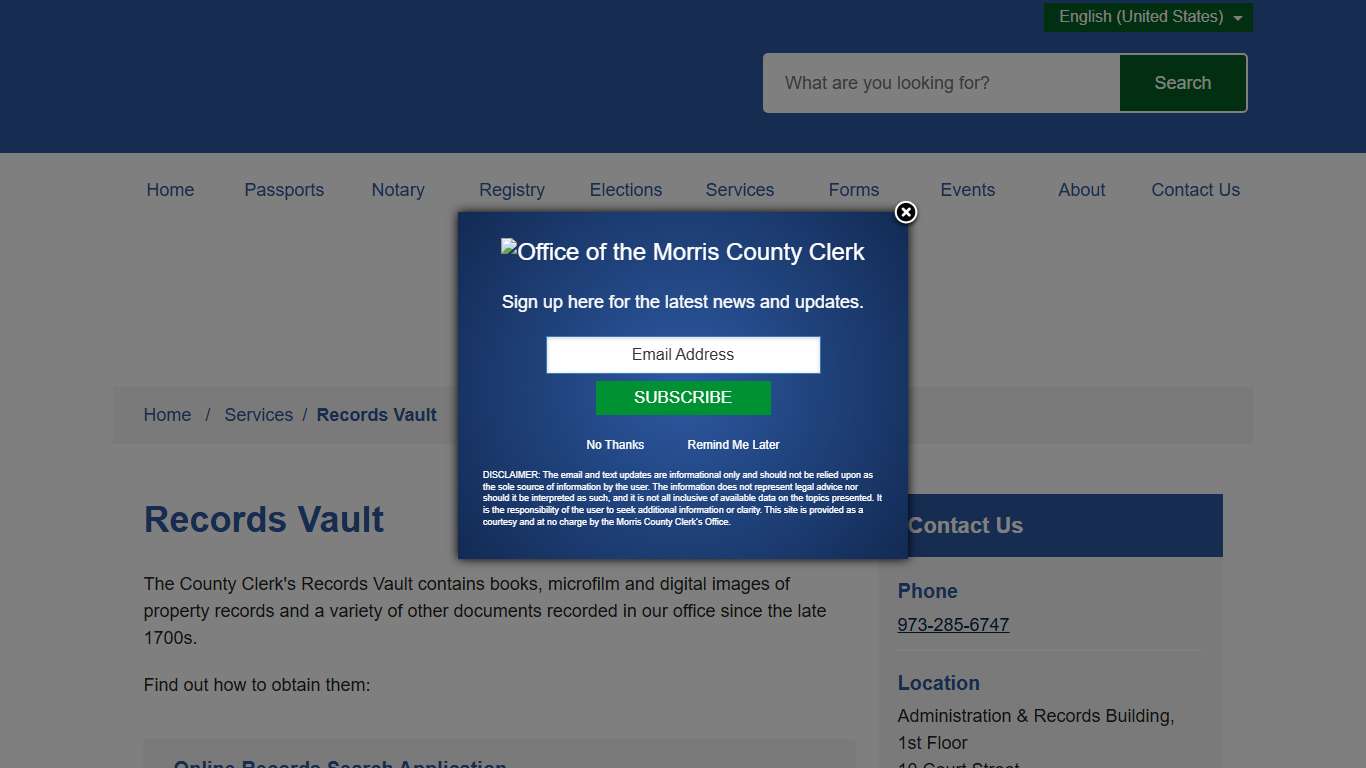 Records Vault Morris County Clerk