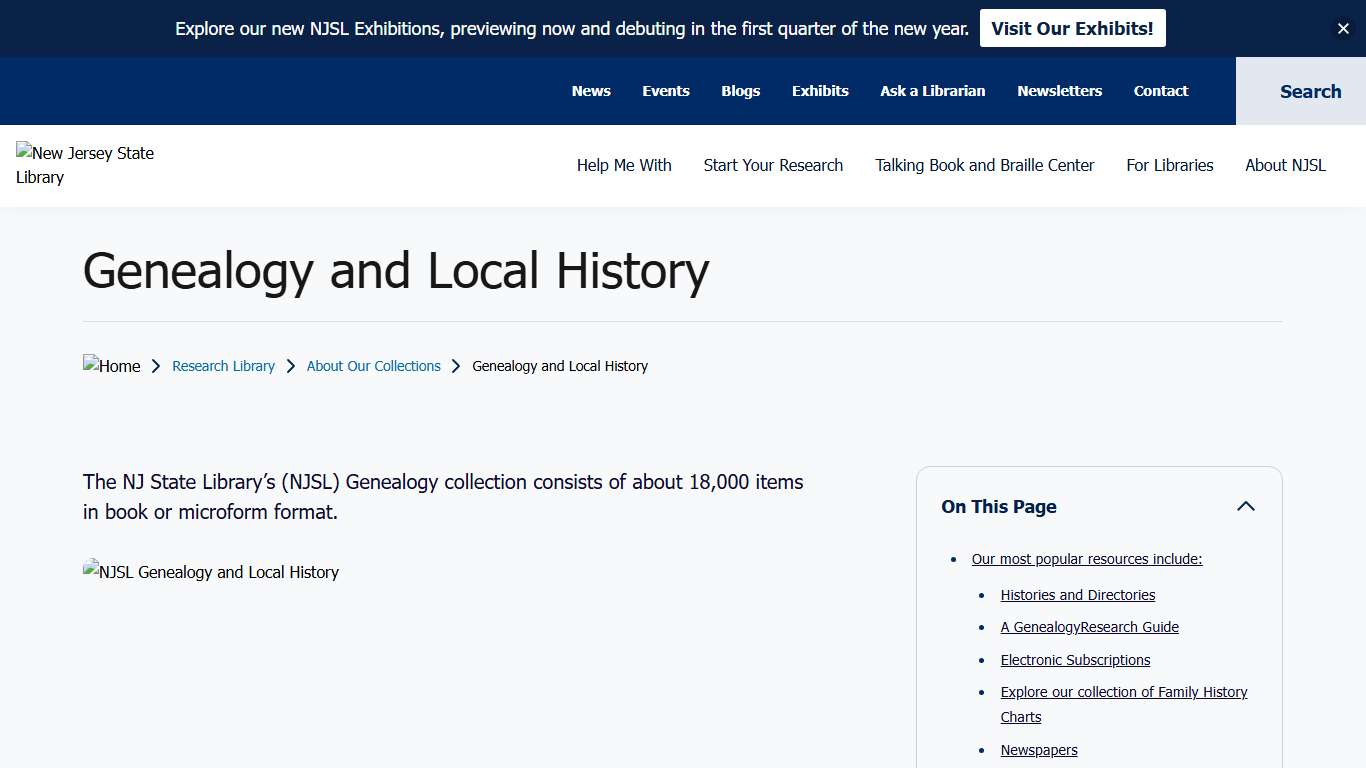 Genealogy and Local History New Jersey State Library