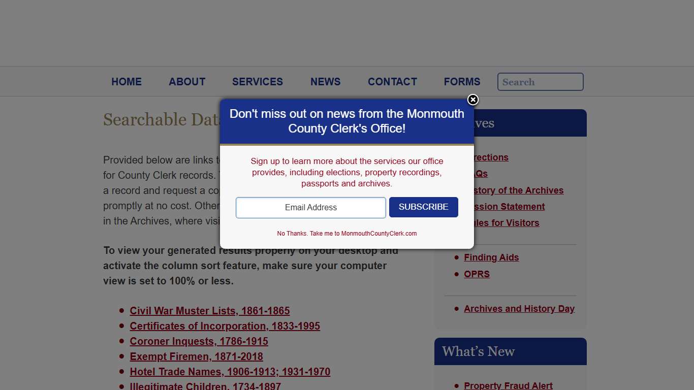 Monmouth County, NJ Clerk